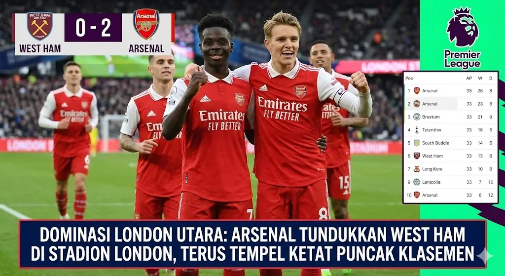 Dominasi London Utara: Arsenal Tundukkan West Ham di Stadion London, Terus Tempel Ketat Puncak Klasemen