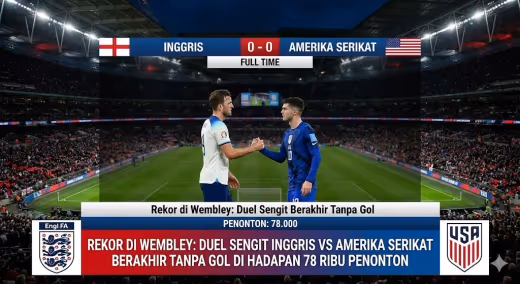 Rekor di Wembley: Duel Sengit Inggris vs Amerika Serikat Berakhir Tanpa Gol di Hadapan 78 Ribu Penonton