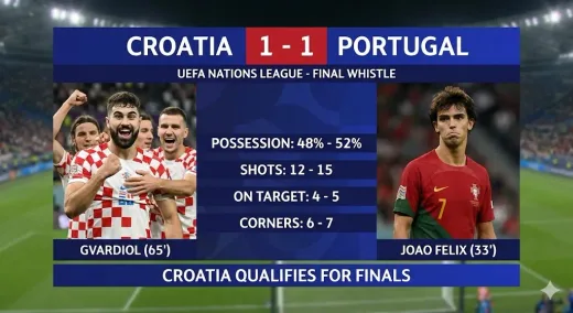 Kroasia Amankan Tiket Perempat Final: Gol Josko Gvardiol Batalkan Keunggulan Portugal di Split