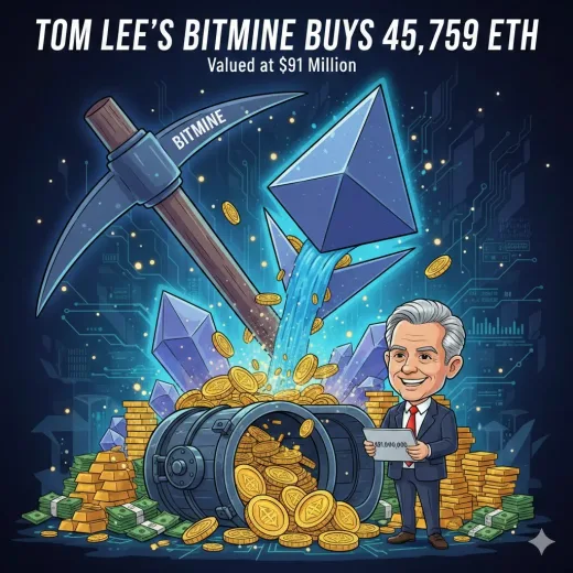 Akumulasi Agresif: Bitmine Milik Tom Lee Borong 45.759 ETH Senilai $91 Juta