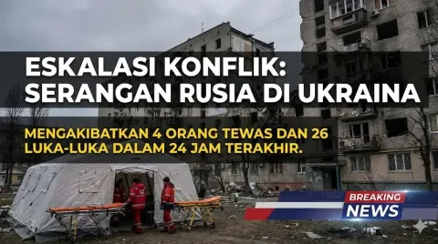 Eskalasi Konflik: Serangan Rusia di Ukraina Mengakibatkan 4 Orang Tewas dan 26 Luka-luka dalam 24 Jam Terakhir