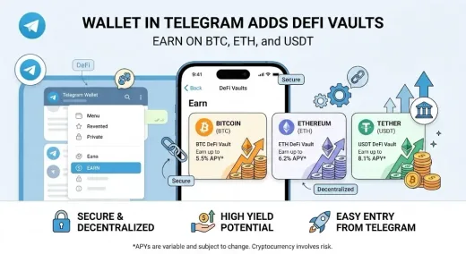 Telegram Wallet Resmi Jadi Gerbang DeFi: Vaults Baru Hadirkan Imbal Hasil hingga 18% untuk BTC, ETH, dan USDT