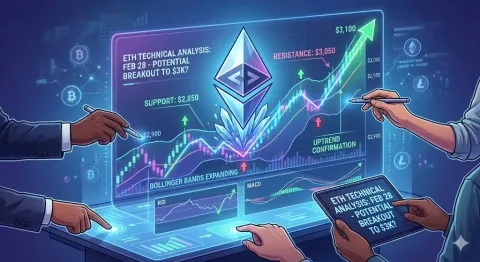 Analisis Teknis ETH 28 Februari: Ethereum Uji Level Krusial Sebelum Masuki Maret 2026