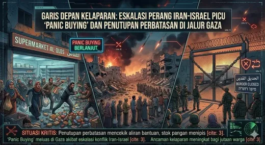 Garis Depan Kelaparan: Eskalasi Perang Iran-Israel Picu 'Panic Buying' dan Penutupan Perbatasan di Jalur Gaza