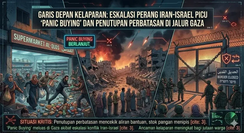 Garis Depan Kelaparan: Eskalasi Perang Iran-Israel Picu 'Panic Buying' dan Penutupan Perbatasan di Jalur Gaza