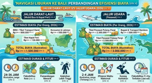Navigasi Liburan ke Bali: Perbandingan Efisiensi Biaya Antara Jalur Darat-Laut vs Jalur Udara 2026