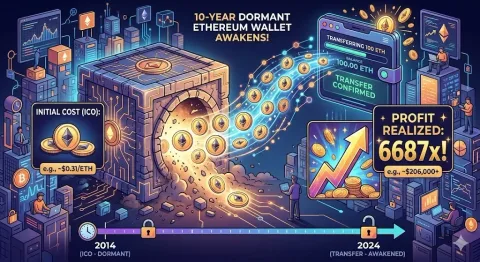 Legenda Ethereum Bangun! Dompet Dormant 10 Tahun Pindahkan 100 ETH, Cetak Profit Fantastis 6.687x Lipat!
