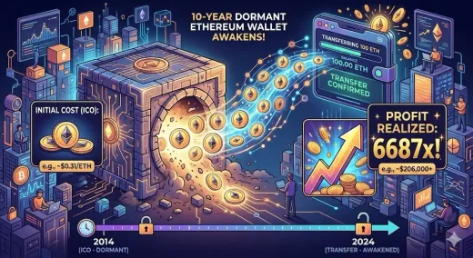 Legenda Ethereum Bangun! Dompet Dormant 10 Tahun Pindahkan 100 ETH, Cetak Profit Fantastis 6.687x Lipat!