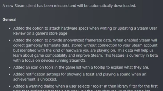 Pembaruan Klien Steam: Fitur Baru Rekam Framerate Anonim dan Integrasi Spesifikasi Hardware di Ulasan