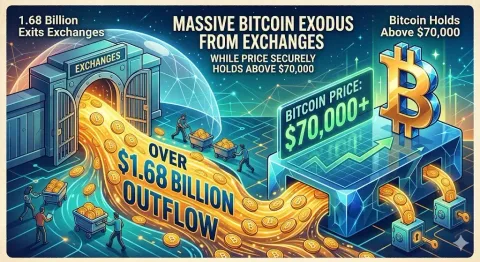 Krisis Suplai: Bitcoin Senilai $1,68 Miliar Keluar dari Bursa Saat Harga Bertahan Kokoh di Atas $70.000