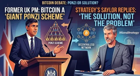 Clash of Titans: Eks PM Inggris Sebut Bitcoin "Skema Ponzi Raksasa", Saylor Balas dengan Argumen Logika Moneter
