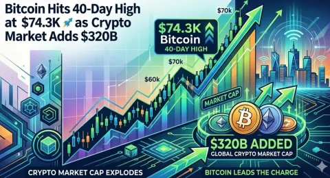 Bitcoin Tembus 74,3 Ribu Dolar: Level Tertinggi 40 Hari Saat Pasar Kripto Meroket 320 Miliar Dolar