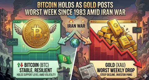 Bitcoin Bertahan Kokoh Saat Harga Emas Anjlok Drastis Akibat Dampak Perang Iran dan Catatkan Penurunan Mingguan Terburuk Sejak 1983