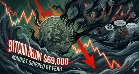 Bitcoin Terperosok di Bawah Ambang 69.000 Dolar Akibat Gelombang Sentimen Negatif Pasar