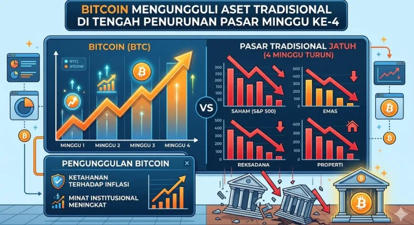 Anomali Pasar Global: Bitcoin Mengungguli Aset Tradisional di Tengah Resesi Bursa Empat Minggu