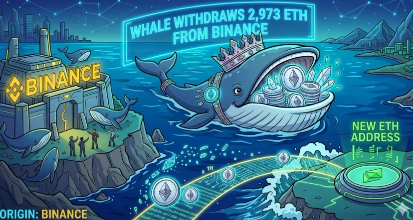 Gergasi Bergerak: Whale Keluarkan 2,973 ETH dari Binance ke Dompet Baharu