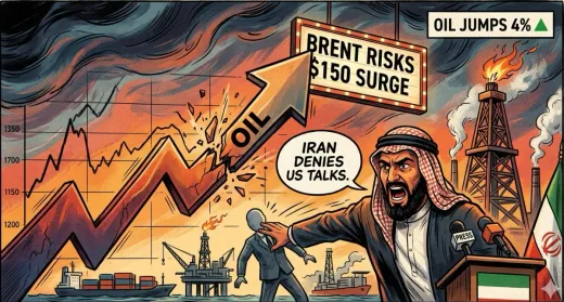 Guncangan Pasar Energi: Minyak Melonjak 4% Setelah Iran Bantah Dialog, Brent Incar $150