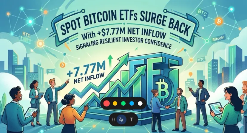 ETF Bitcoin Spot Bangkit: Inflow $7,77 Juta Tandai Kembalinya Gairah Institusi