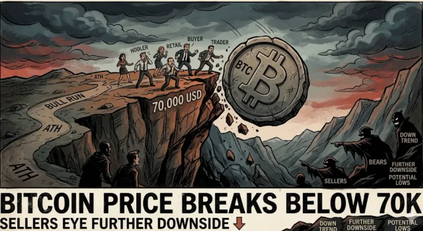 Bitcoin Anjlok: Harga Tembus di Bawah $70.000, Tekanan Jual Meningkat