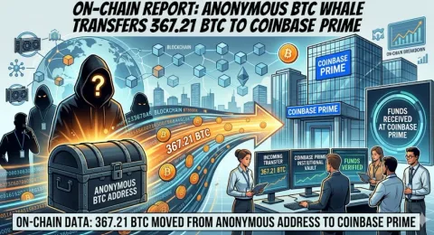 Whale Alert: 367,21 BTC Masuk ke Coinbase Prime — Persiapan Jual atau OTC?