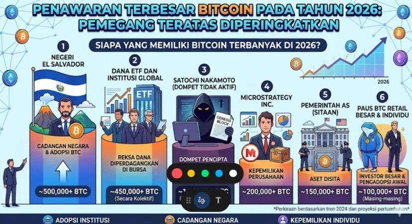 Siapa Pemilik Bitcoin Terbanyak di 2026? Peringkat Holder BTC Terbesar