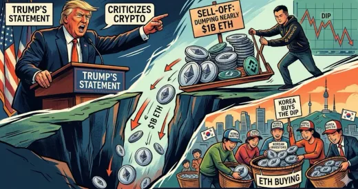 Whale Move! Binance Lepas $1M ETH Pasca-Pernyataan Trump, Korea Selatan Borong Reruntuhan