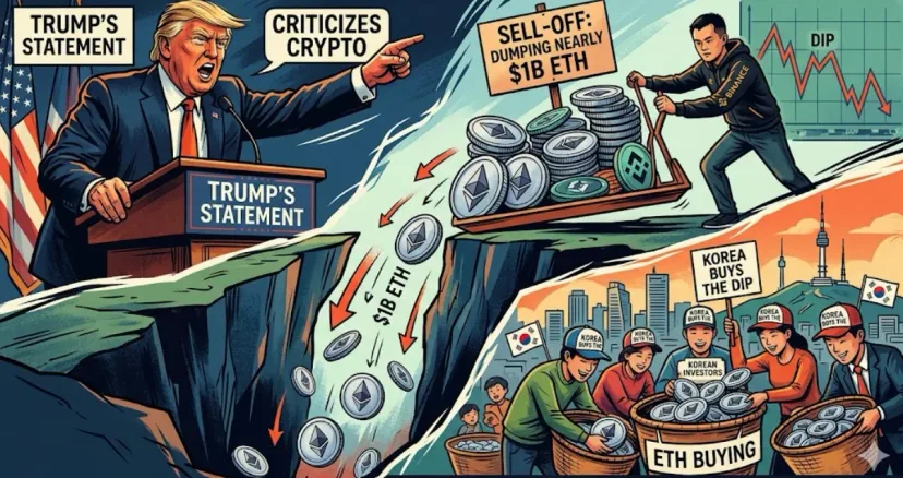 Whale Move! Binance Lepas $1M ETH Pasca-Pernyataan Trump, Korea Selatan Borong Reruntuhan
