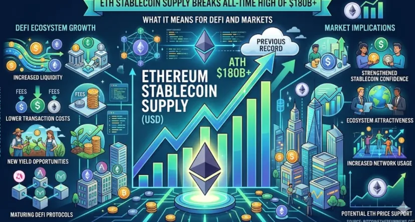 Likuiditas Melimpah! Pasokan Stablecoin Ethereum Cetak Rekor ATH $180 Miliar