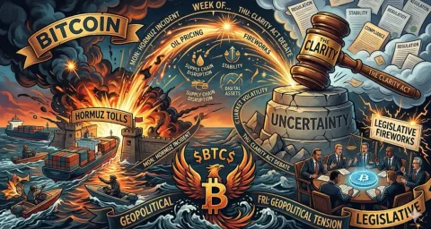 Minggu Geopolitik Bitcoin: Dari Pajak Selat Hormuz hingga "Clarity Act"