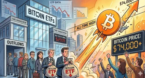 Anomali ETF: Dana Institusional Keluar $291 Juta Saat Bitcoin Menyentuh $74.000
