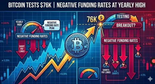 Anomali Pasar: Funding Rates Negatif di Tengah Reli Bitcoin ke $76.000