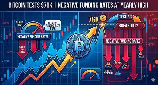 Anomali Pasar: Funding Rates Negatif di Tengah Reli Bitcoin ke $76.000