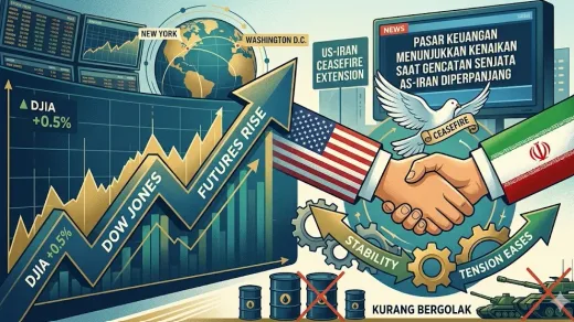 Ekonomi Global: Dow Jones Futures Menguat Dipicu Perpanjangan Gencatan Senjata AS-Iran