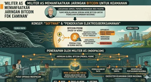 Militer AS Uji Keamanan Melalui Jaringan Bitcoin: Laksamana Konfirmasi Penggunaan Blockchain untuk Perlindungan Infrastruktur Strategis