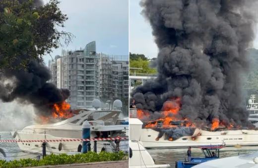 Kebakaran di Sentosa Cove: Kapal Pesiar Mewah Tenggelam Sebagian, Dermaga Masih Ditutup