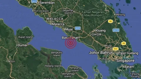 Gempa 3,3 Magnitudo Guncang Perairan Johor, Enam Kali Terjadi Sejak Setahun Terakhir