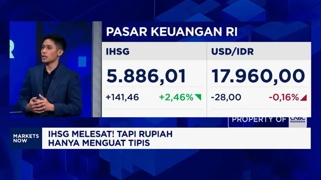 IHSG Tembus 5.886 di Sesi I, Rupiah Terus Melemah ke Rp 17.960 per Dolar AS