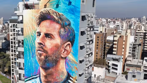 Mural Raksasa Messi di Rosario Diperbarui, Tiga Bintang Piala Dunia Menghiasi