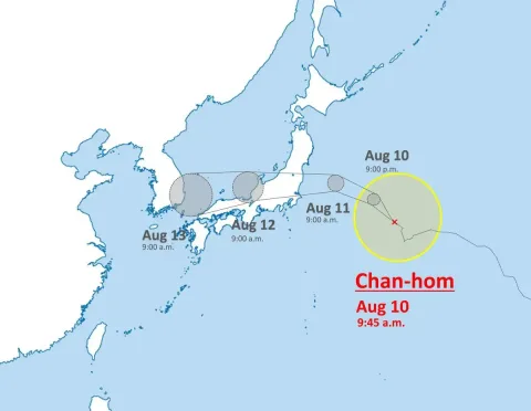 Topan Chan-hom Mengarah ke Jepang: Waspada Dampak bagi Wilayah Kanto-Tohoku