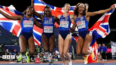 Amy Hunt Kunci Hattrick Emas, Inggris Dominasi Estafet 4x100m di Kejuaraan Eropa
