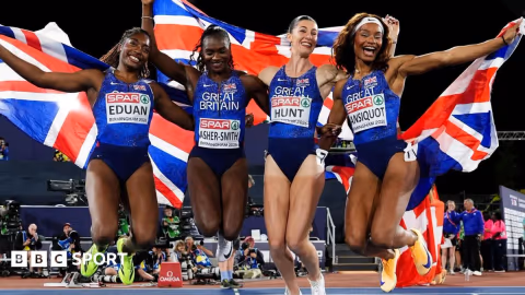 Amy Hunt Kunci Hattrick Emas, Inggris Dominasi Estafet 4x100m di Kejuaraan Eropa