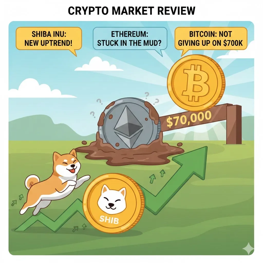 Crypto Review: Shiba Inu Kembali 'Ngegas', Ethereum Terjebak Lumpur, dan Bitcoin Pantang Menyerah Kejar $70.000!