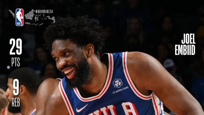 Dominasi MVP! Joel Embiid Mengamuk, Sixers Gilas Pelicans 126-111 di Wells Fargo Center