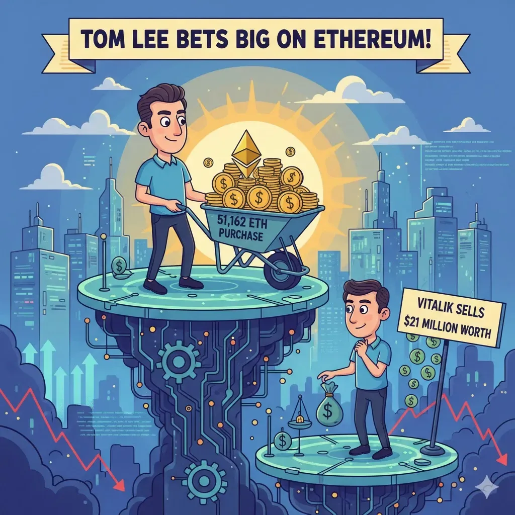 Sinyal Kontras di Puncak Ethereum: Tom Lee Borong 51.162 ETH Saat Vitalik Buterin Lepas Aset Senilai $2,1 Juta