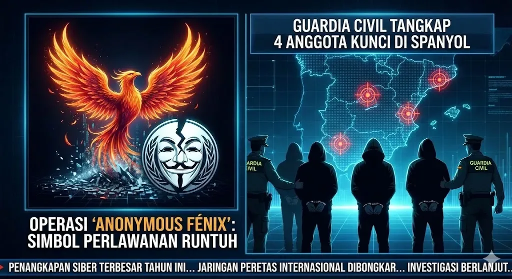 Operasi Siber Guardia Civil: Empat Anggota Utama "Anonymous Fénix" Ditangkap di Spanyol