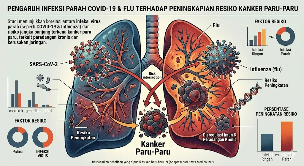 Peringatan Medis: Infeksi Parah COVID-19 dan Flu Terbukti Tingkatkan Risiko Kanker Paru-Paru Jangka Panjang