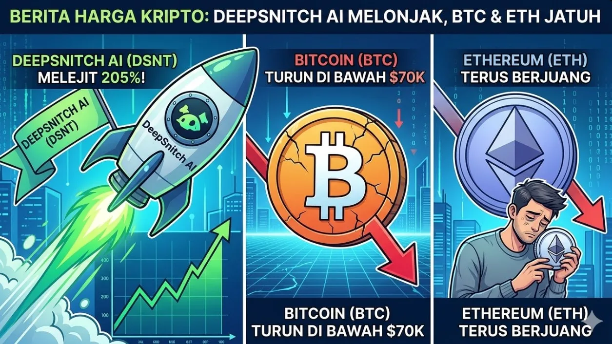 Kripto Terkini: Bitcoin Jatuh di Bawah $70.000, DeepSnitch AI Melonjak Fantastis 205%