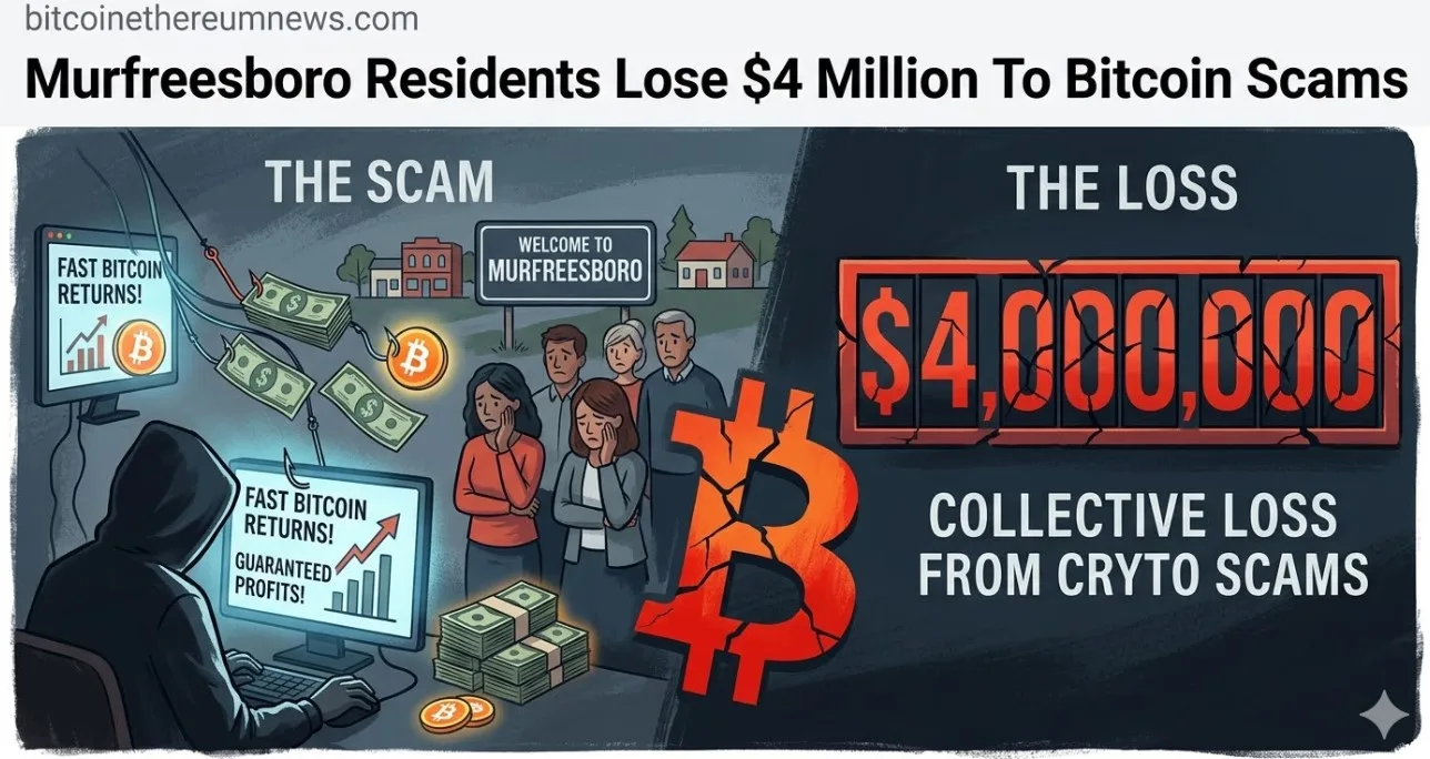 Krisis Penipuan Bitcoin di Murfreesboro Telan Kerugian Hingga 4 Juta Dolar