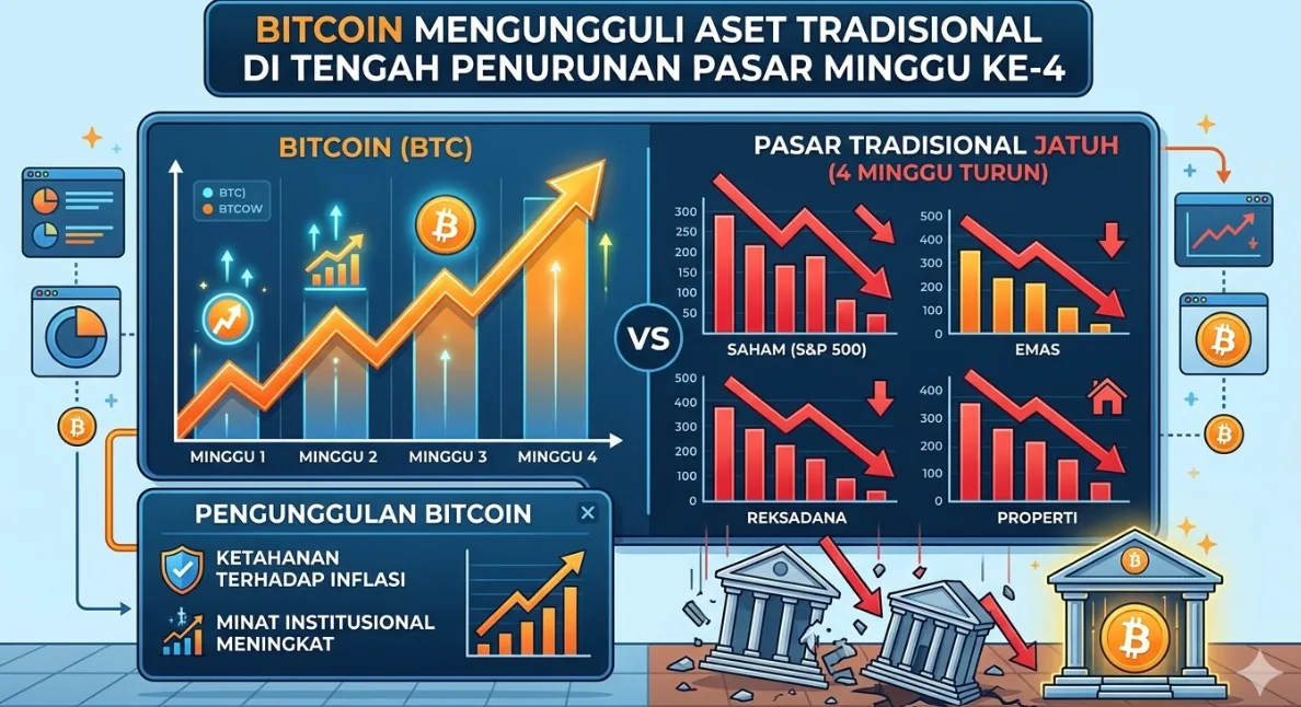 Anomali Pasar Global: Bitcoin Mengungguli Aset Tradisional di Tengah Resesi Bursa Empat Minggu