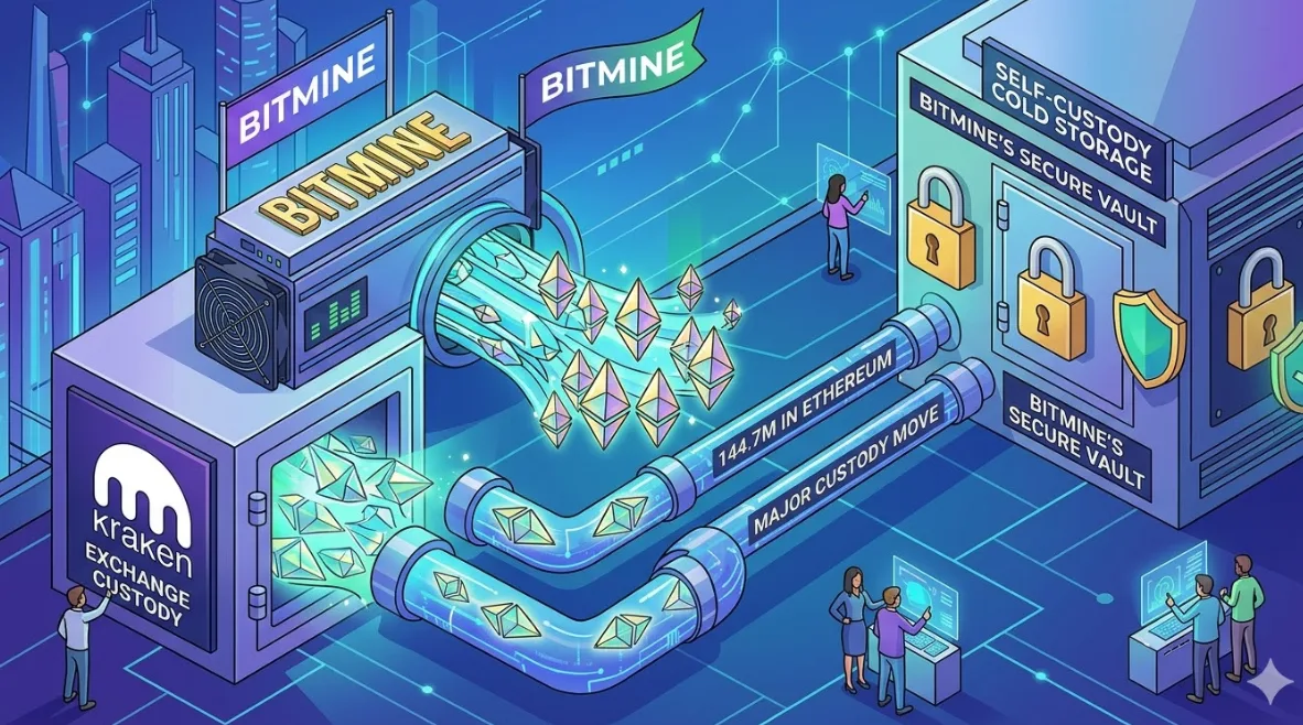 Eksodus Institusional: Bitmine Tarik $144,7 Juta ETH dari Kraken ke Dompet Privat
